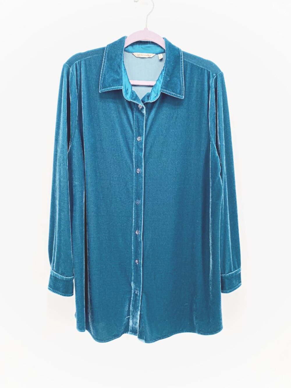 Soft Surroundings Stretch Velvet Boyfriend Tunic Shirt